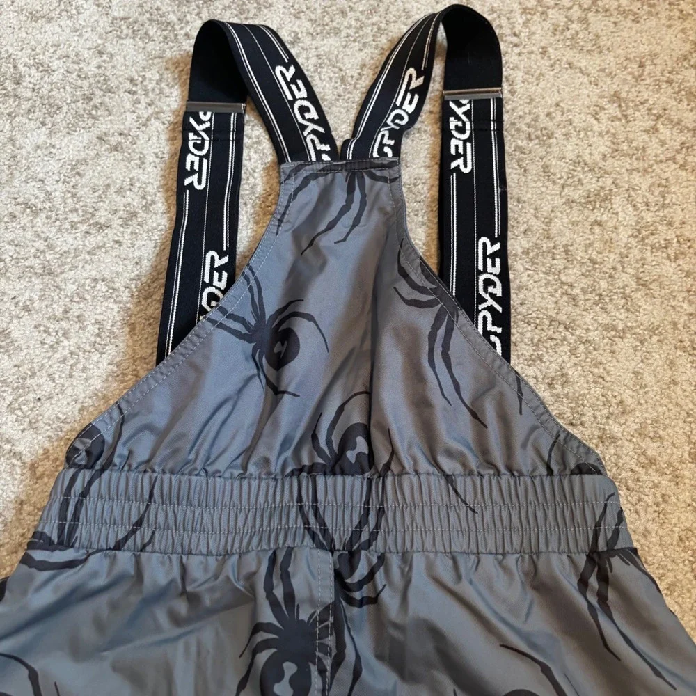Spyder Men Grey Black Spider Print Thinsulate Insulated Ski Bib Shorts‎ Size M